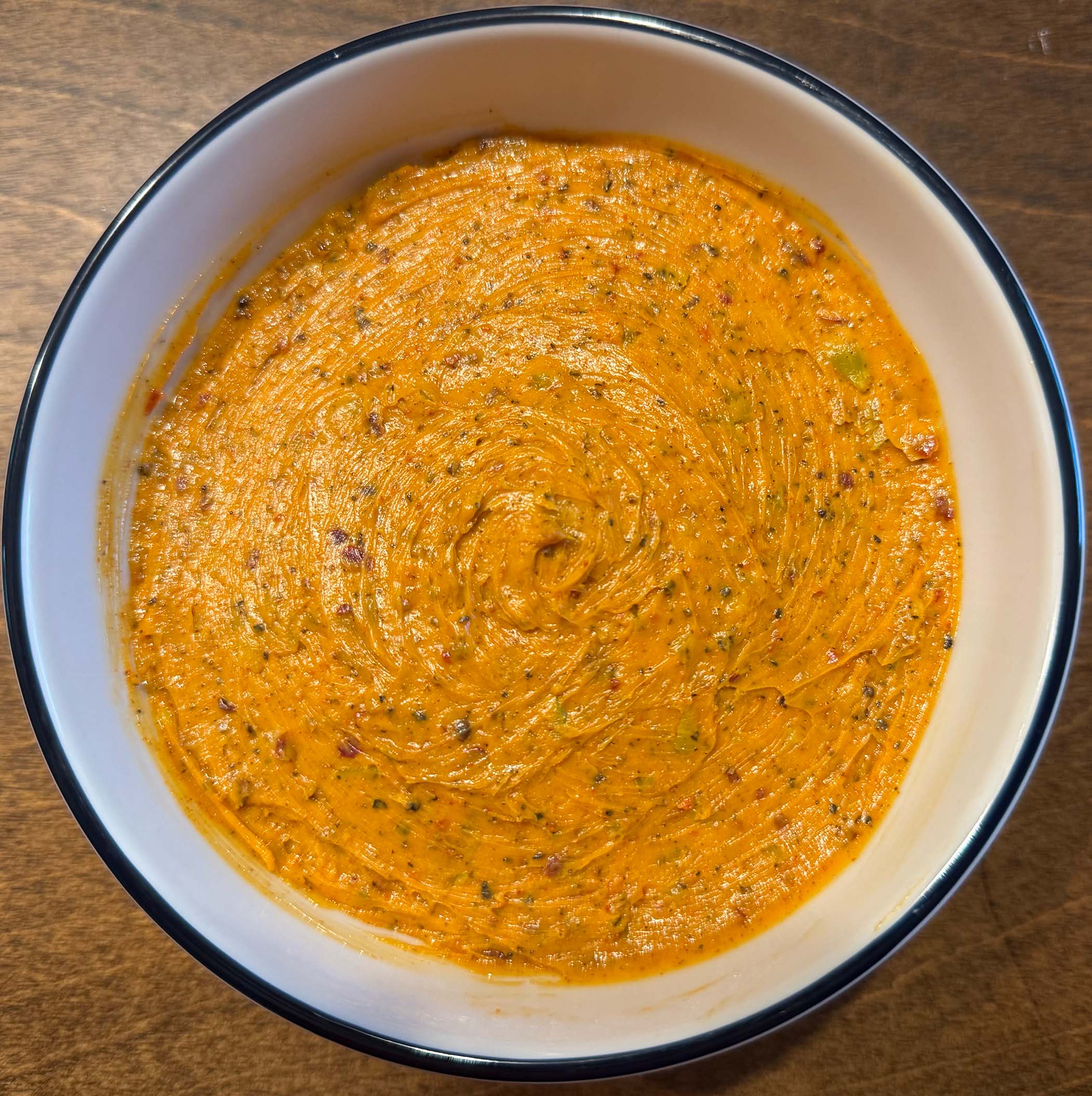 Homemade alla diavola butter with pepperoncini and chile flakes