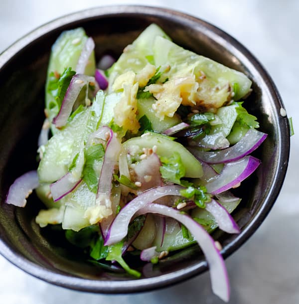 Cucumber salad w/ smashed garlic and ginger